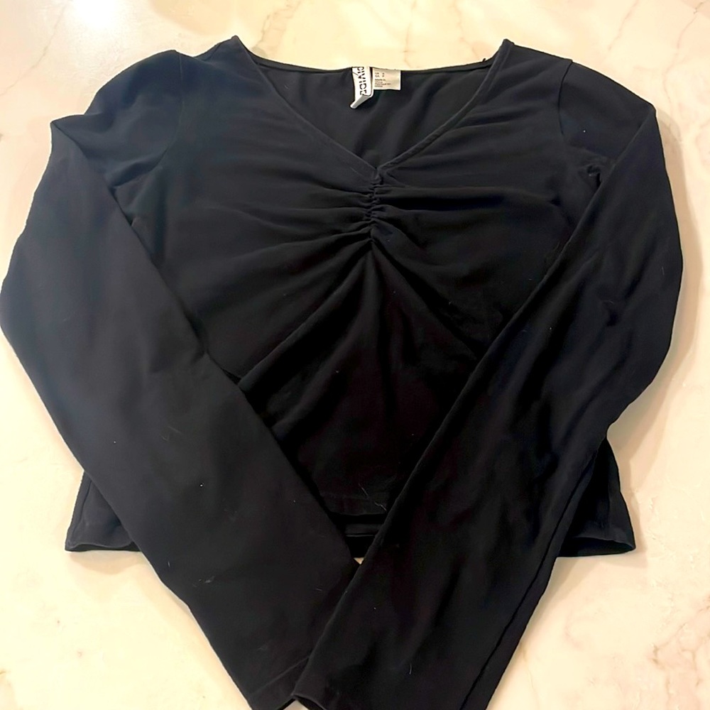 COTTON LONG SLEEVE CROPPED T SHIRT
